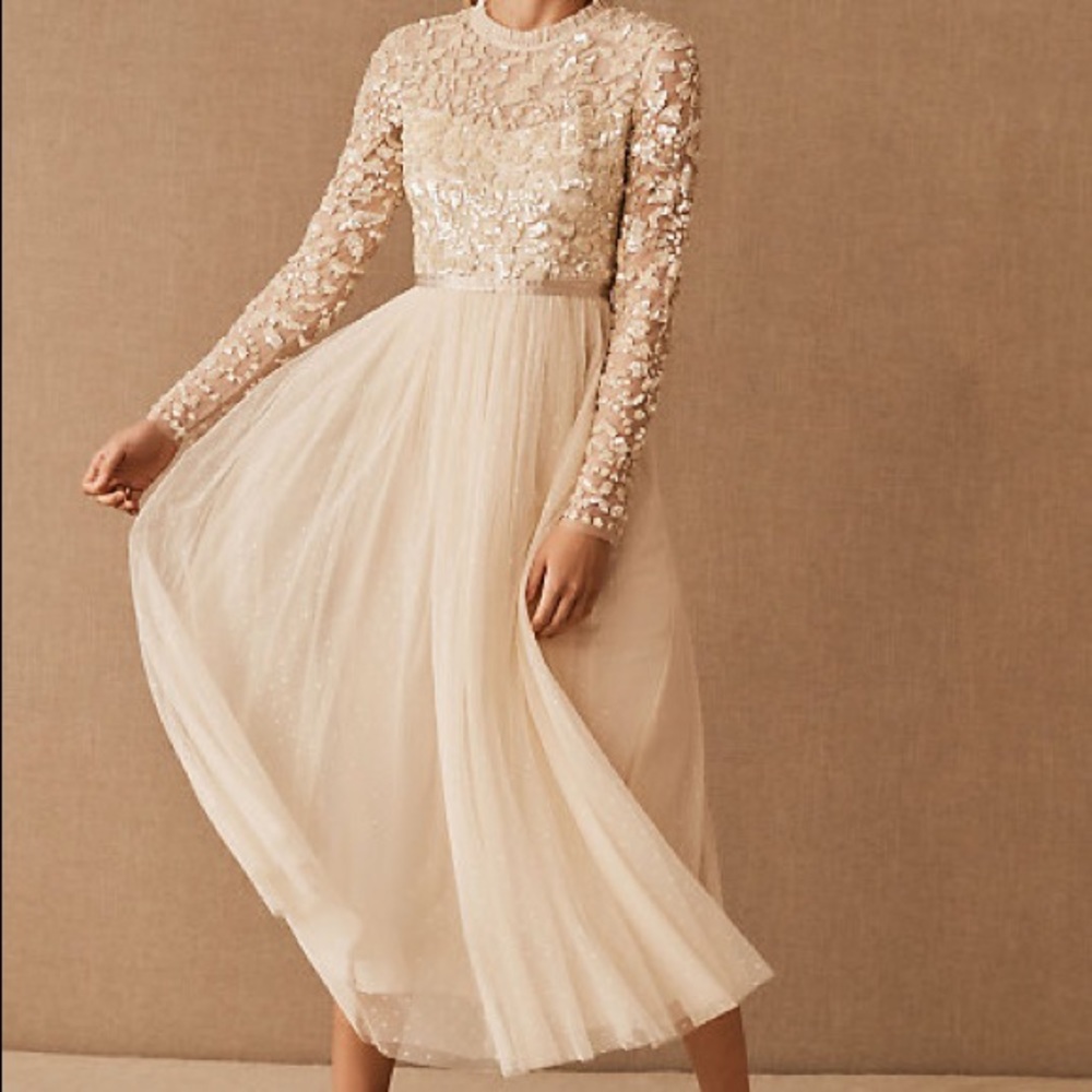 Needle & Thread Tempest Bodice Ballerina Dress size 4 off white/champagne